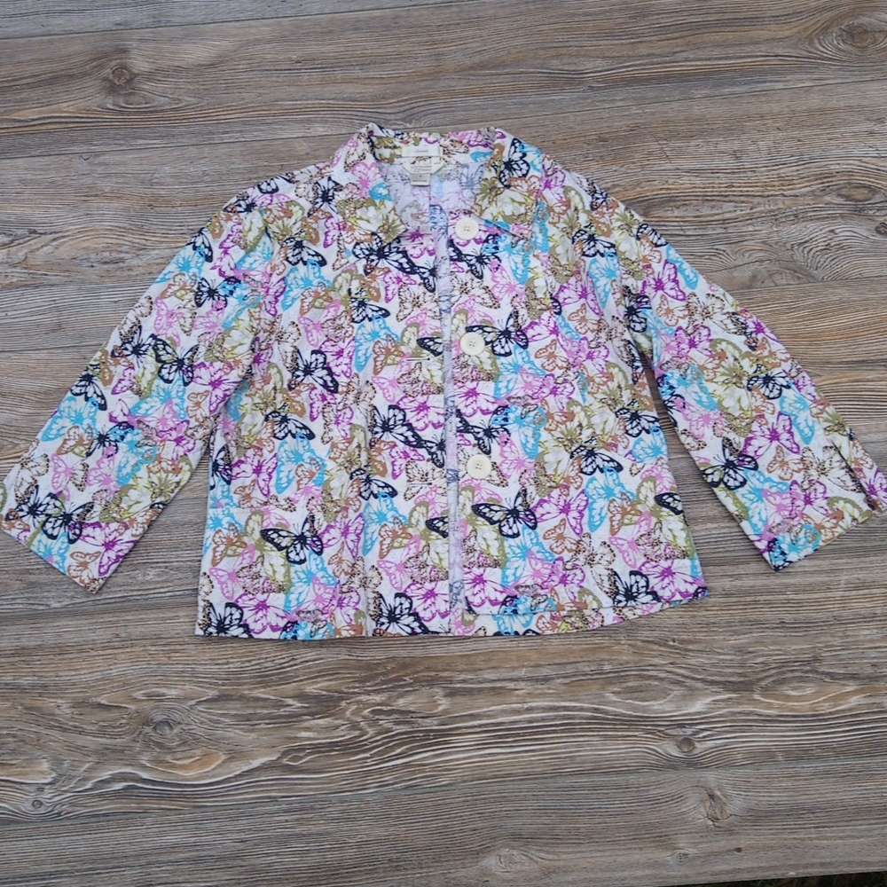Butterfly Patterned Button Down Front Blazer Jack… - image 2